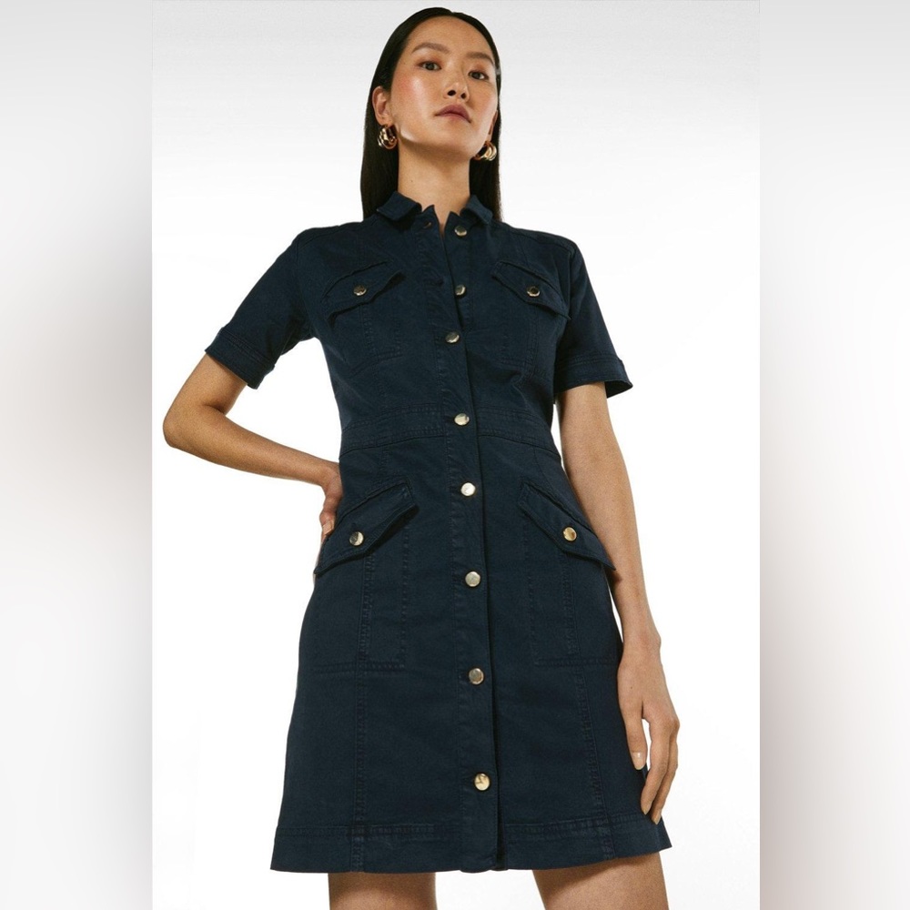 Stretch Tencel Button Through Dress